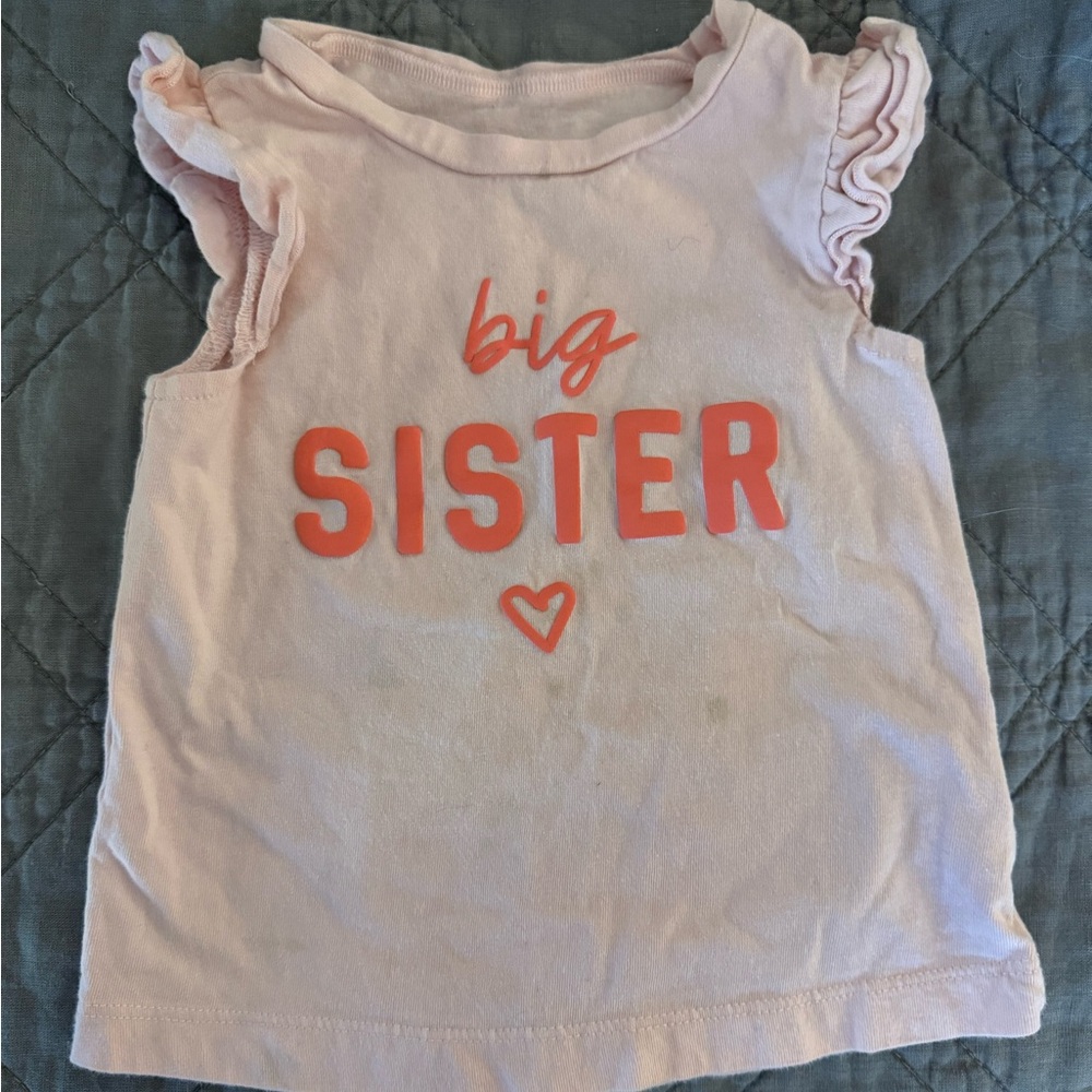 Pink Carter’s Flutter Cap Sleeve Big Sister Shirt